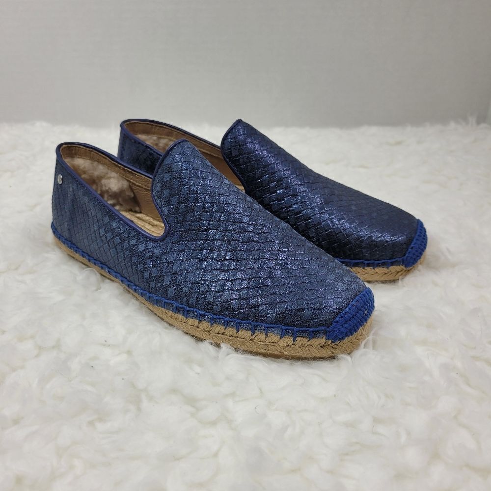 UGG Australia Sandrinne Women's Size 8 Blue Metallic Basket Espadrille